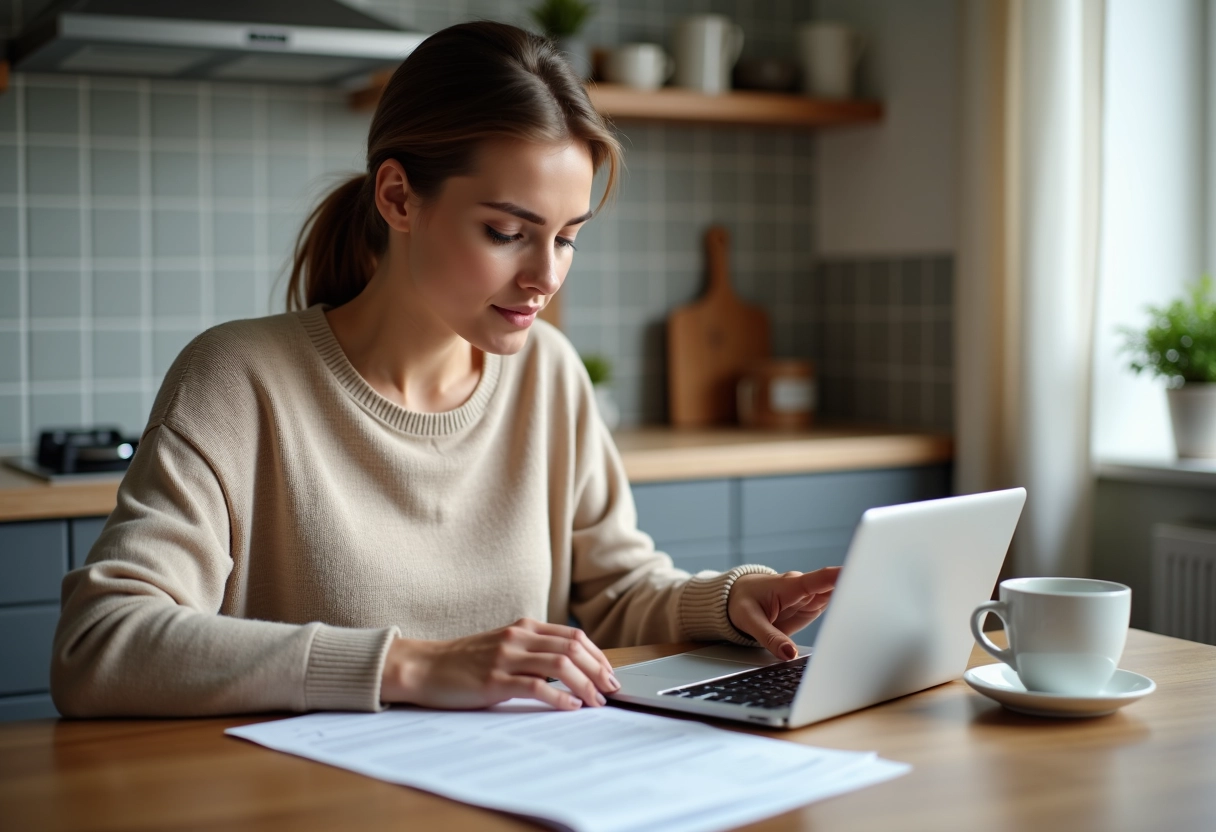 Jeune femme vérifiant un formulaire d