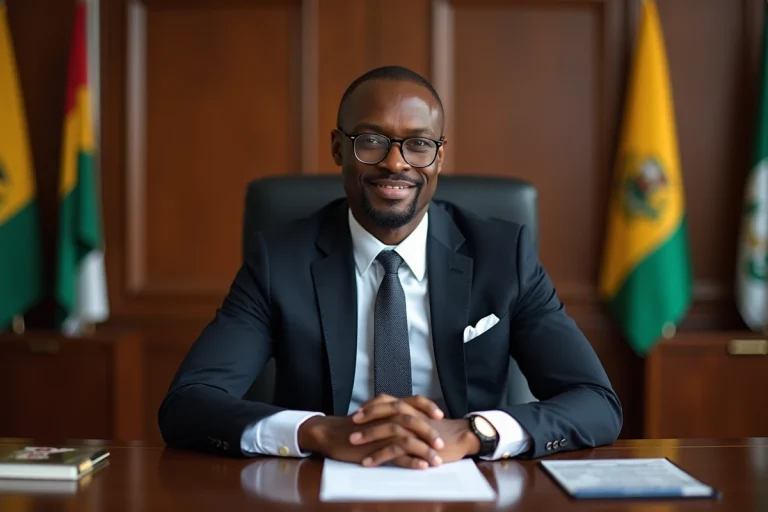 Homme africain en costume élégant dans un bureau officiel