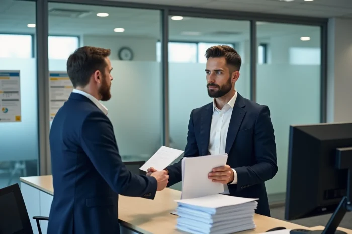 Homme déposant un recours administratif auprès d'un organisme de logement social